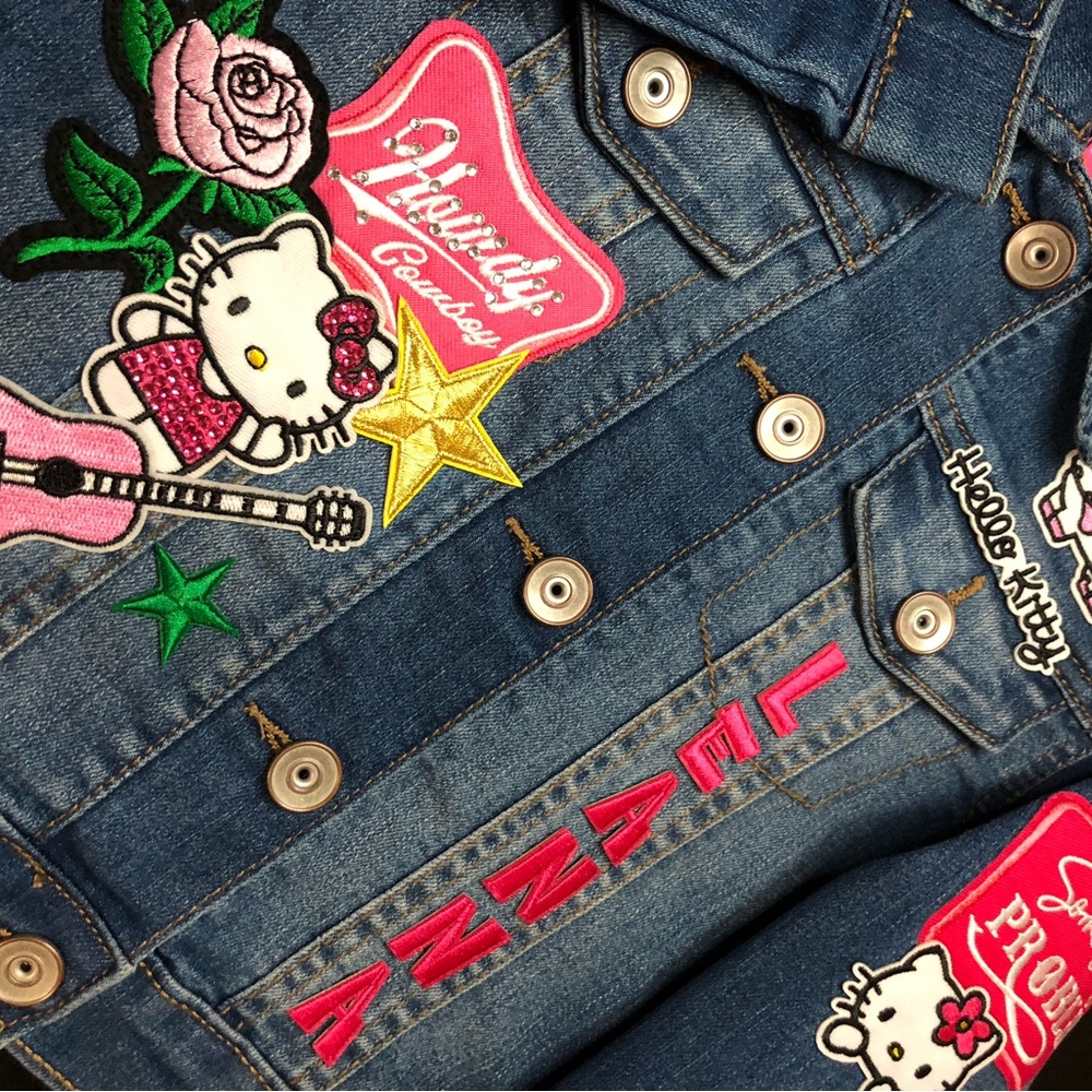 Oh So Cute Cowboy Kitty Denim Jacket Designed by STORY PATCH’D! Personalize it!